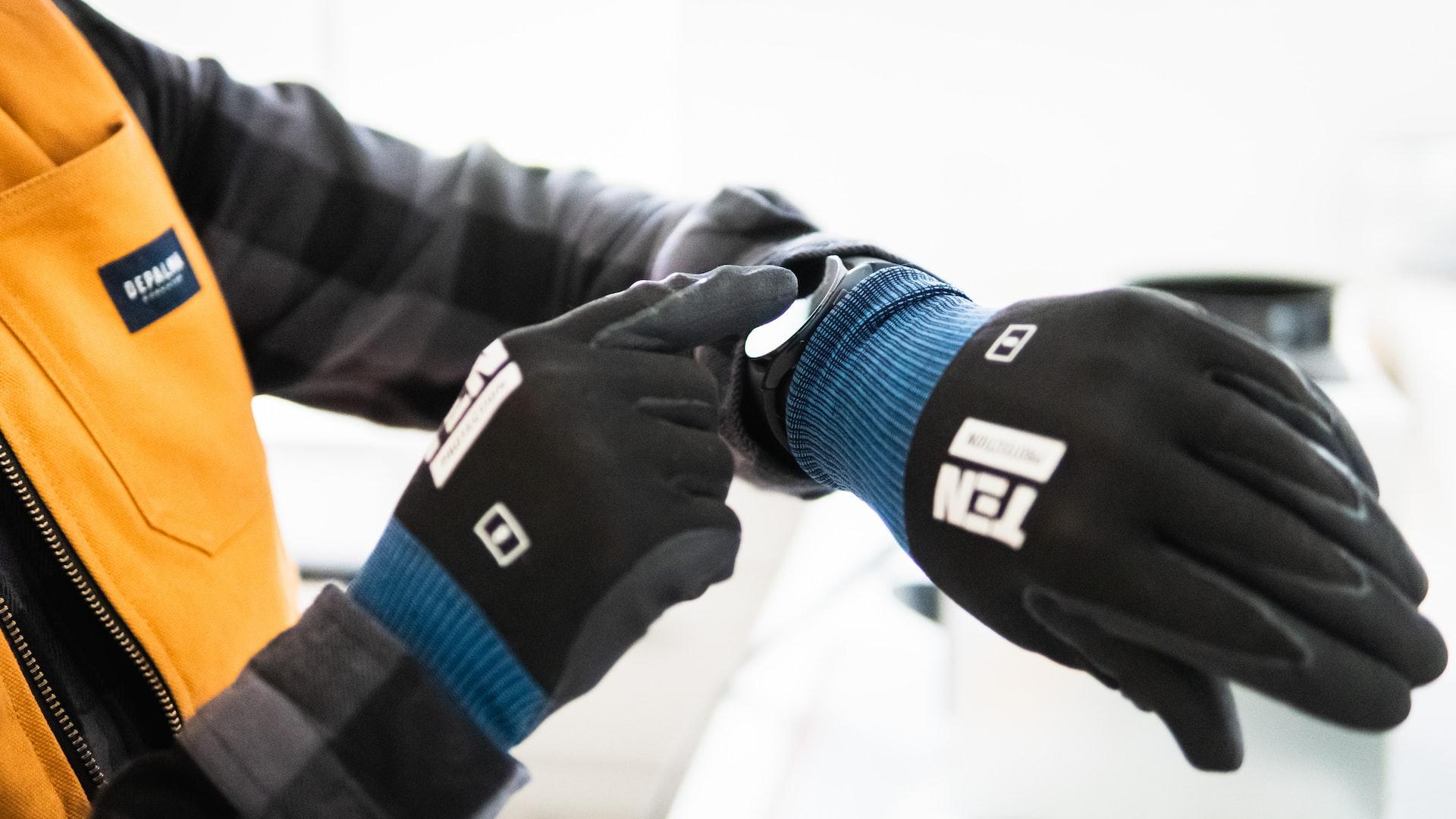 close-up of gloves